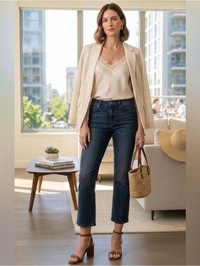 NWT Banana Republic Vintage Stretch Cropped Bootcut Jeans Marine Black Sz 29/8